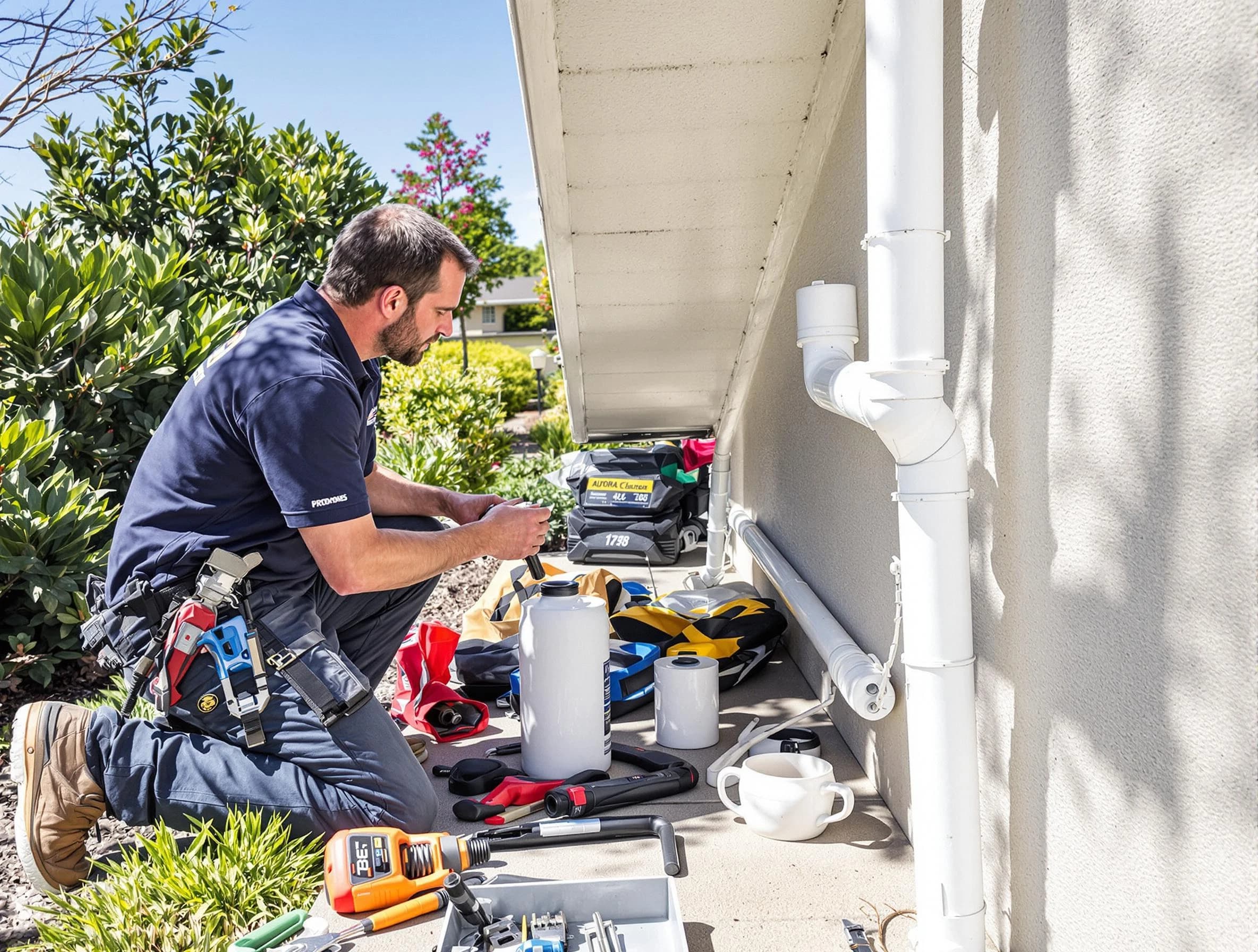 Avon Roofing Company expert fixing a downspout in Avon, OH