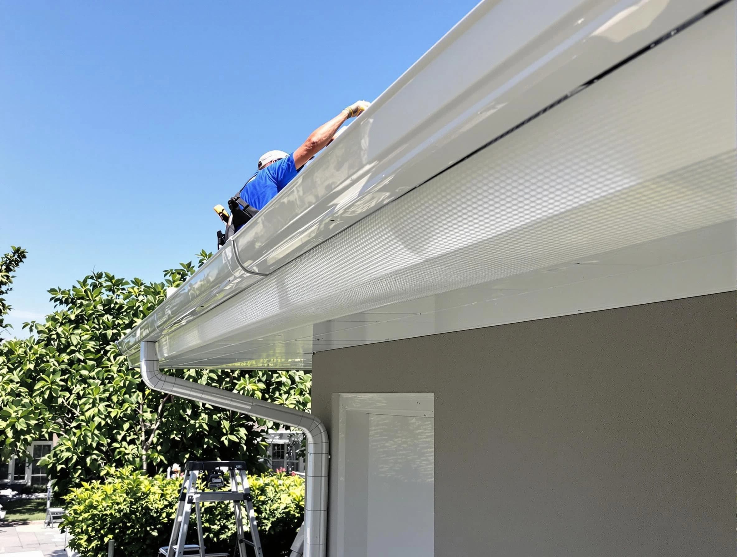 Debris-free gutter guard system by Avon Roofing Company in Avon, OH