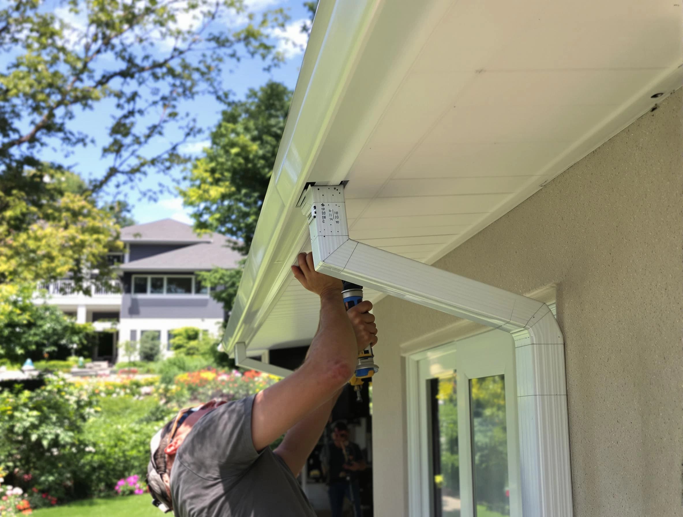 Avon Roofing Company technicians performing gutter installation in Avon, OH