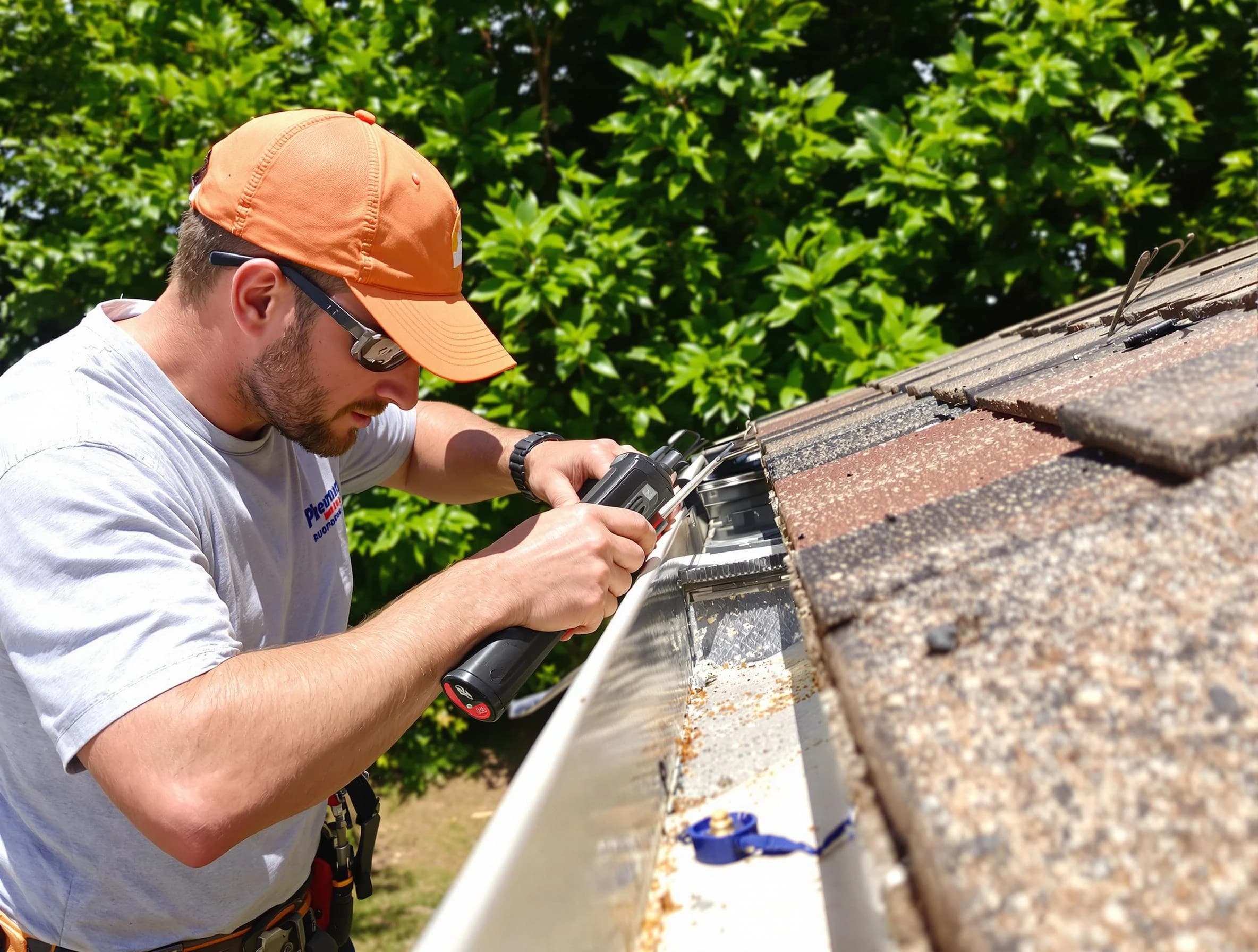 Avon Roofing Company specialists conducting a gutter repair in Avon, OH