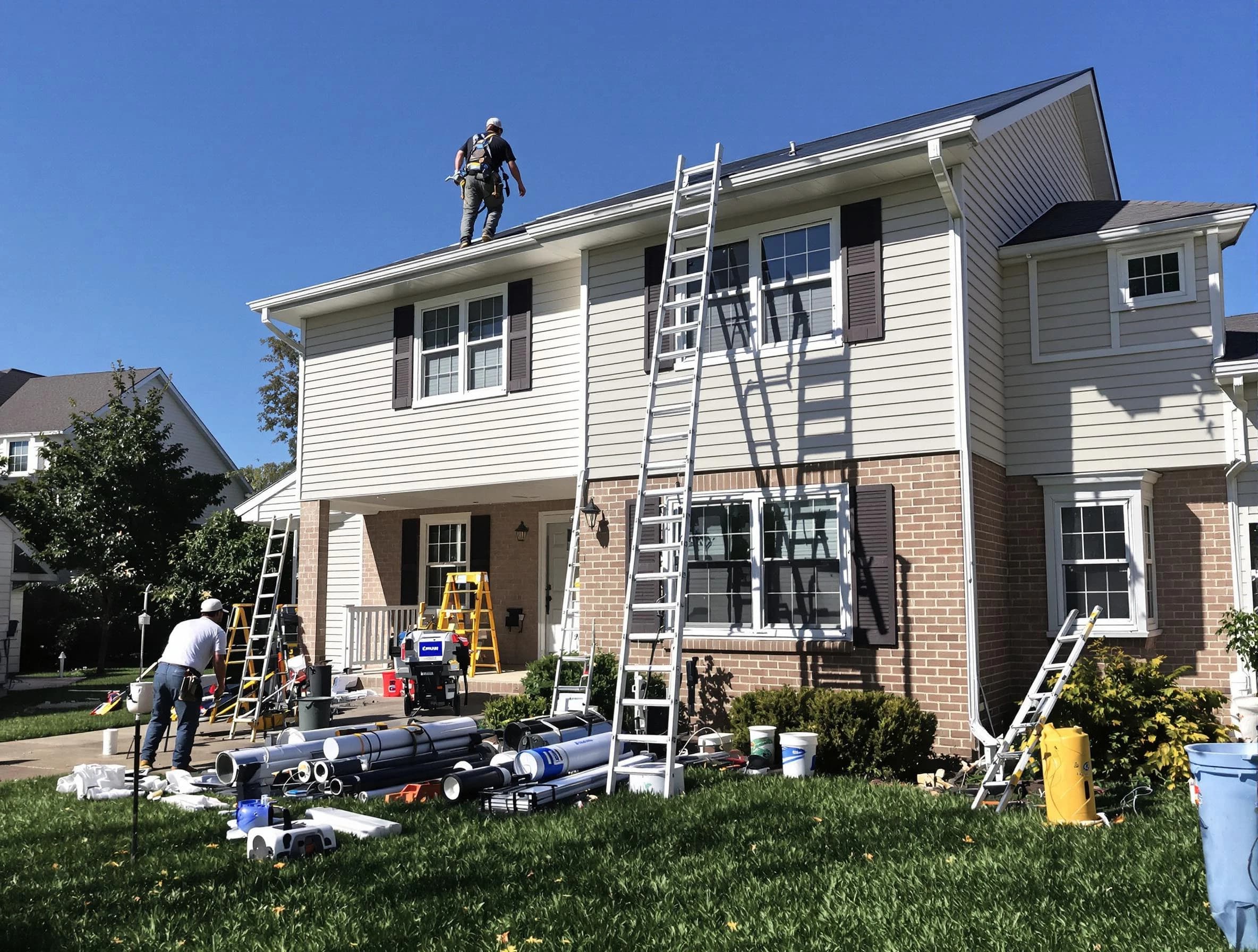 Avon Roofing Company completing a gutter replacement in Avon, OH