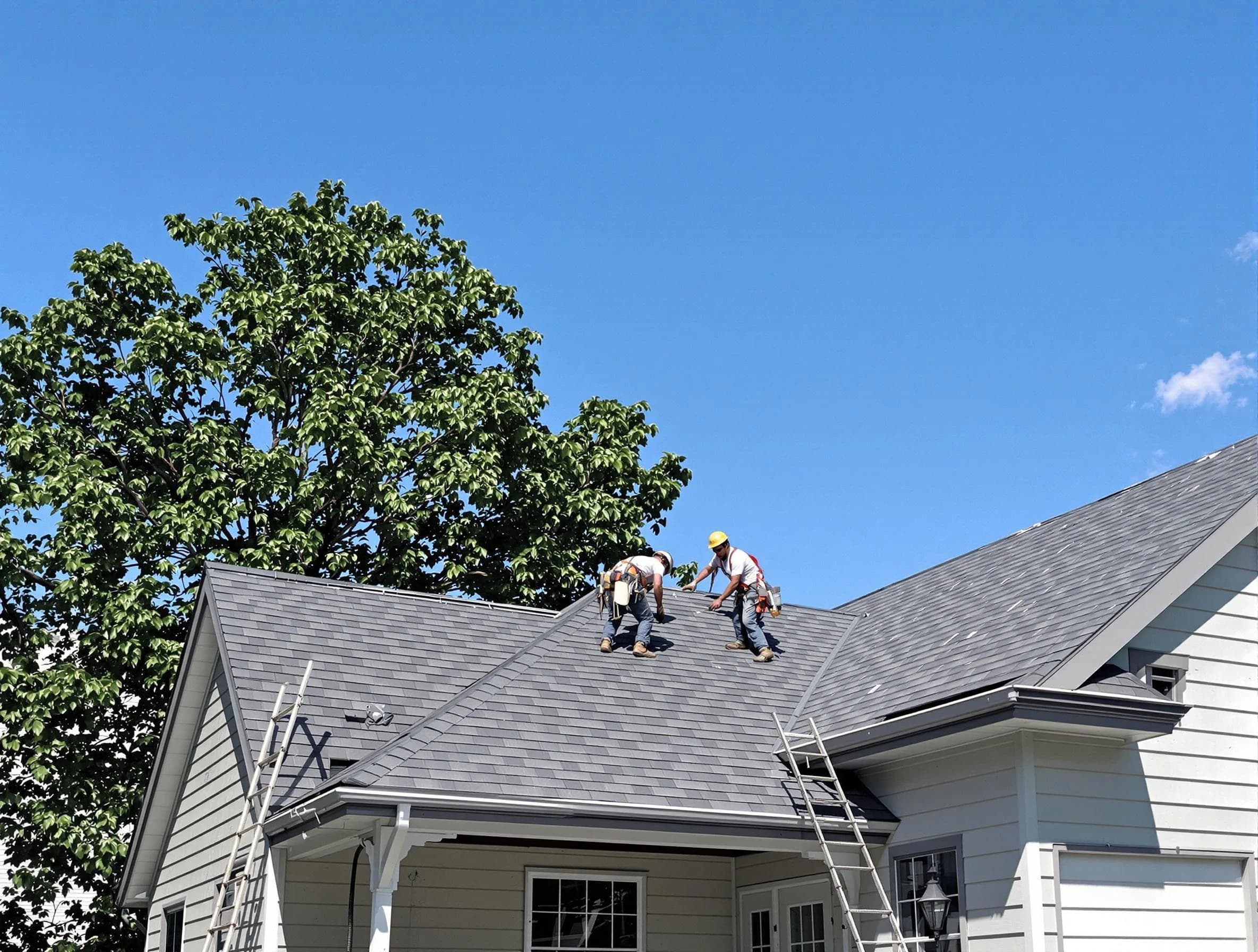 Avon Roofing Company crew finalizing a roof installation in Avon, OH