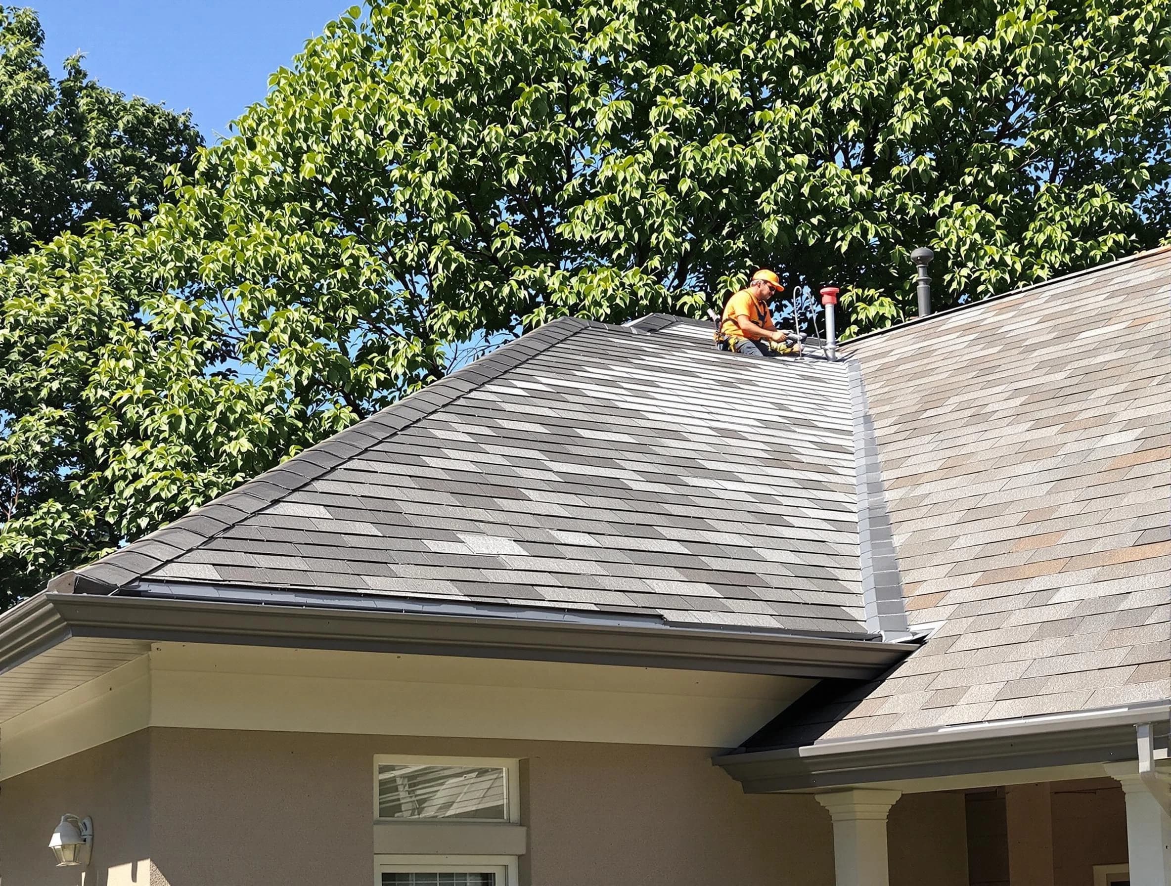 Newly completed shingle roofing by Avon Roofing Company in Avon, OH